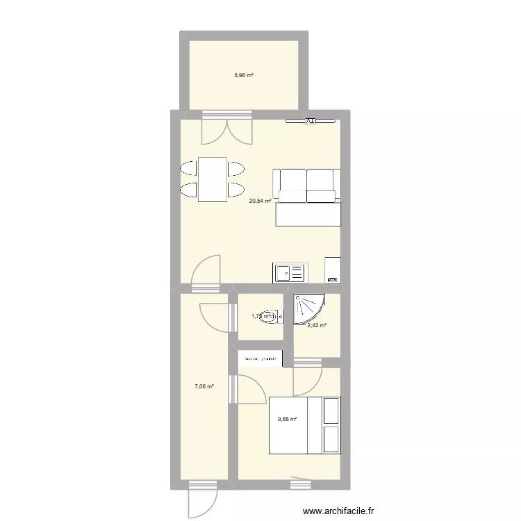 appart. Plan de 6  et 47 m²