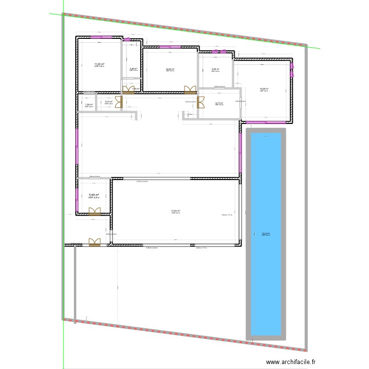 Diamond12 V5 piscine etage. Plan de 13 pièces et 198 m2