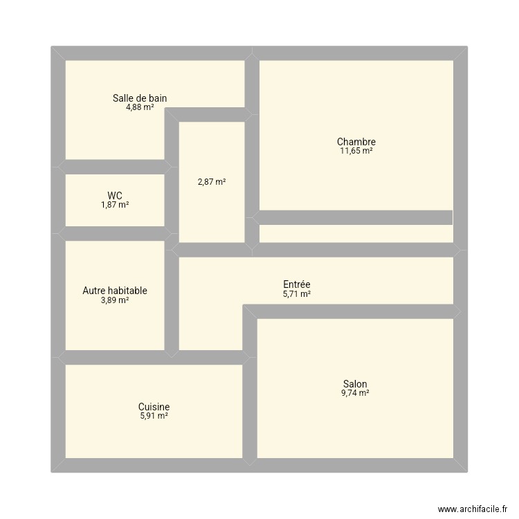 Alpha. Plan de 8 pièces et 47 m2