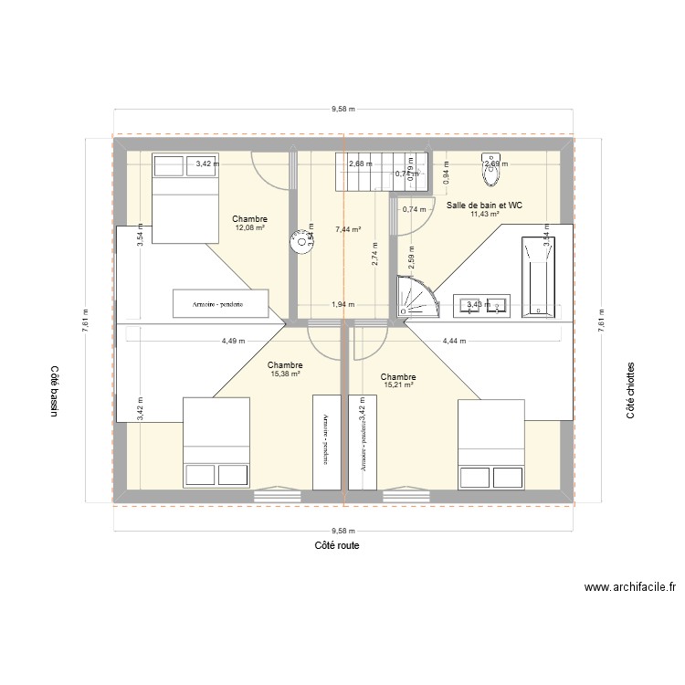 Plans Jarsy nouveaux. Plan de 15 pièces et 202 m2