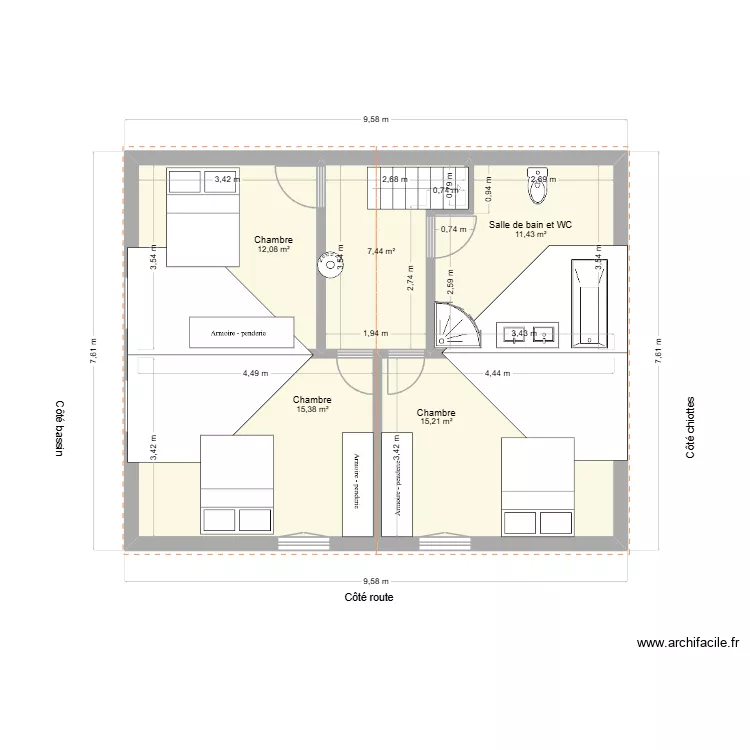 Plans Jarsy nouveaux. Plan de 15  et 202 m²