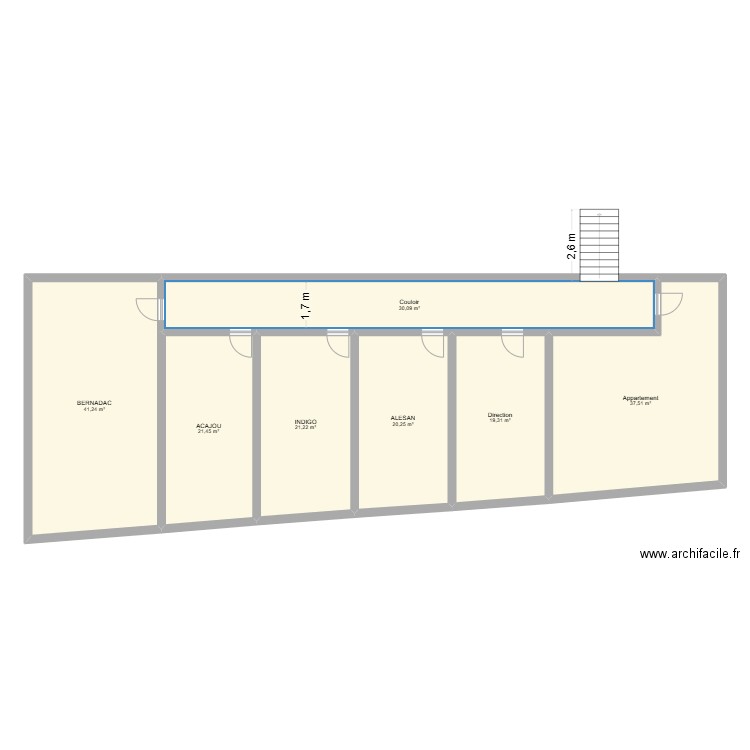 1er Etage MJC. Plan de 7 pièces et 191 m2