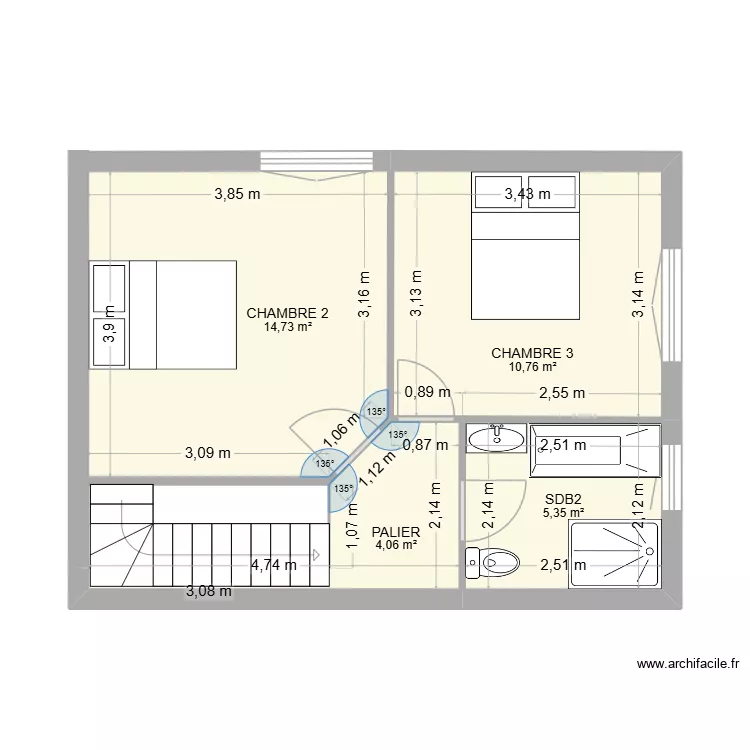 ETAGE-NOIROT. Plan de 4  et 35 m²