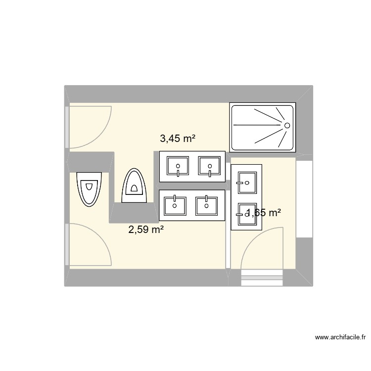 SDB 28 Poincarr&eacute; avec chambre parental V2. Plan de 0 pièce et 0 m2