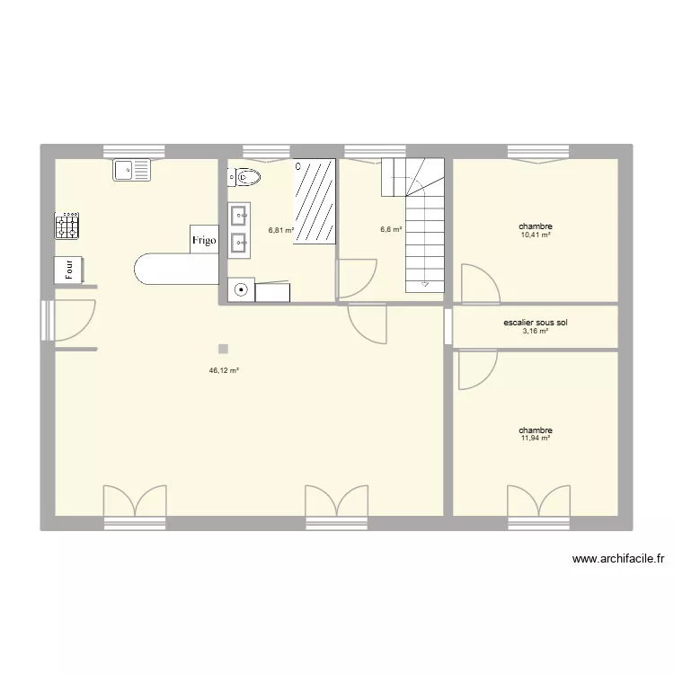 plan envisag&eacute; v3 ter. Plan de 6  et 85 m²