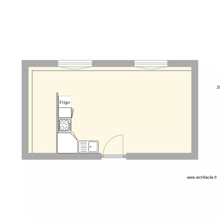 D&eacute;but Etage. Plan de 2  et 22 m²