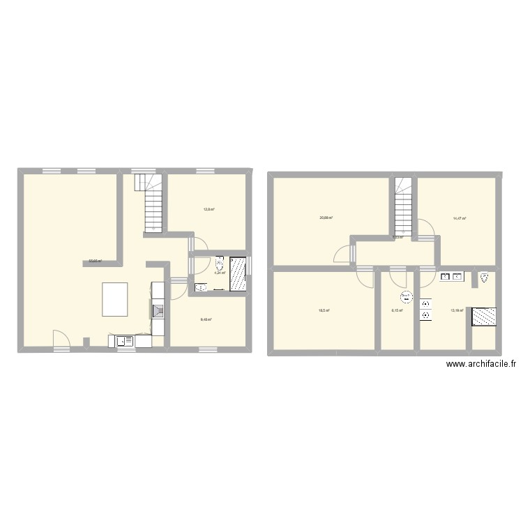 manom 1 e etage. Plan de 10 pièces et 162 m2
