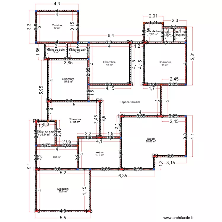 RDC Ouseynou Dienne 1. Plan de 16  et 191 m²