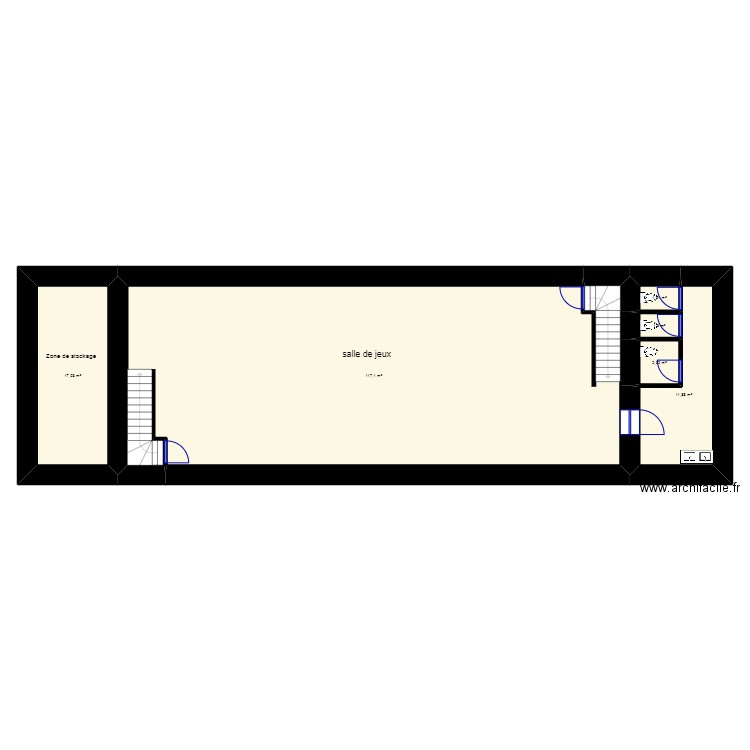 rdc salla de jeux. Plan de 6 pièces et 151 m2