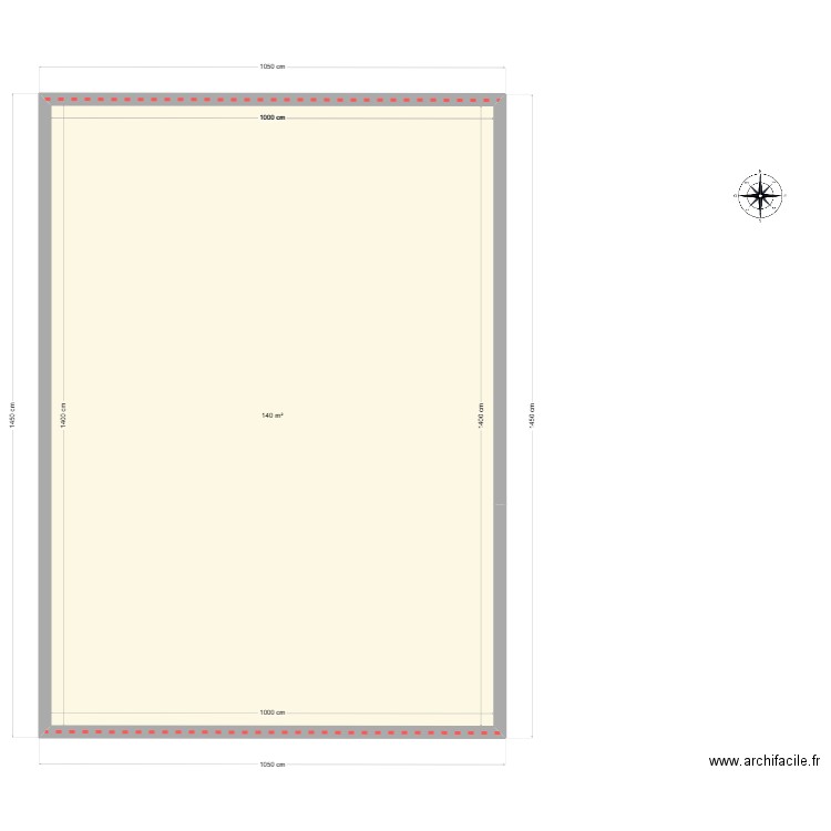 Plan maison 10x14m V1. Plan de 1 pièce et 140 m2