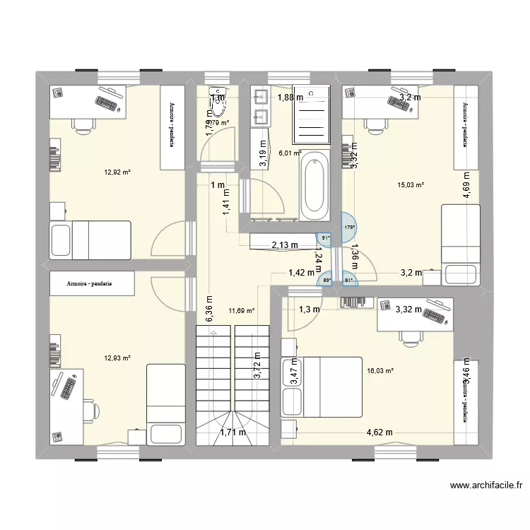 Étage V2. Plan de 7 et 76 m² Étage V2. Plan de 7 et 76 m²