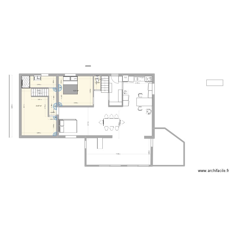 Theix cuisine 2. Plan de 3 pièces et 37 m2