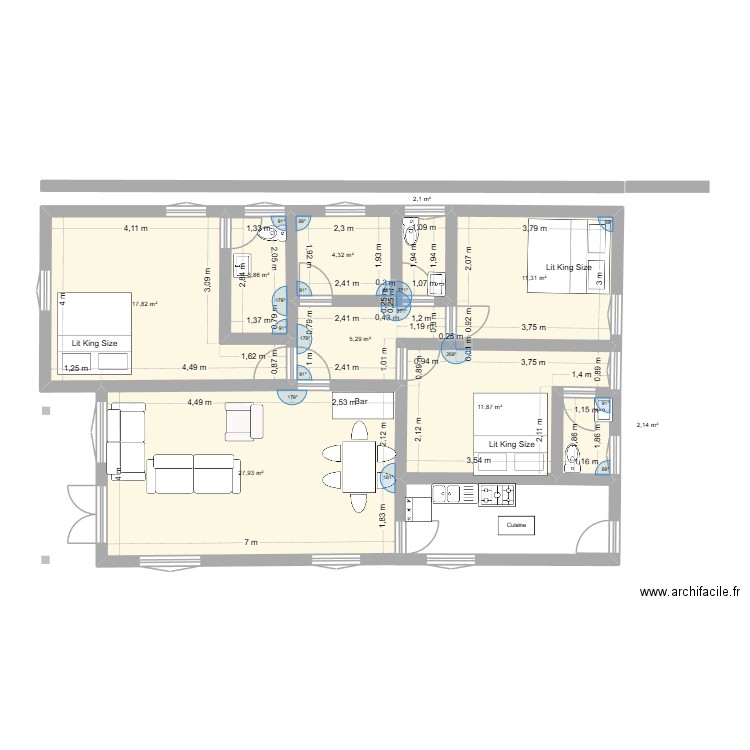 Plan Biaou1. Plan de 9 pièces et 87 m2