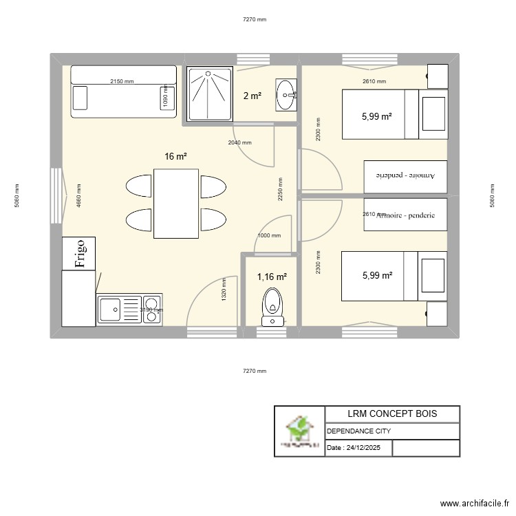 DEPENDANCE CITY. Plan de 5 pièces et 31 m2
