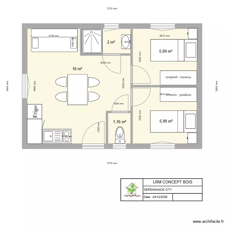 DEPENDANCE CITY. Plan de 5  et 31 m²