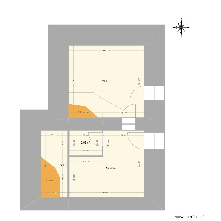 BOUET - PB . Plan de 4 pièces et 43 m2