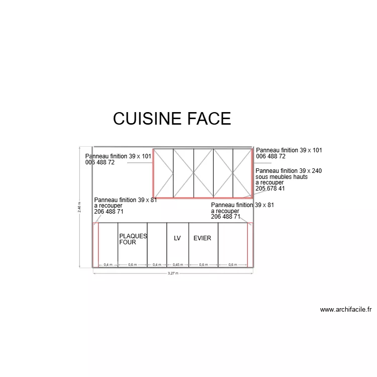 cuisine face. Plan de 