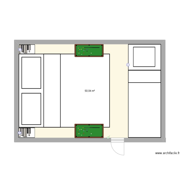 caravane. Plan de 1 pièce et 50 m2