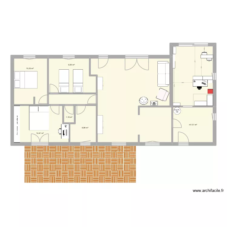 Cadours-3-installation. Plan de 6  et 52 m²