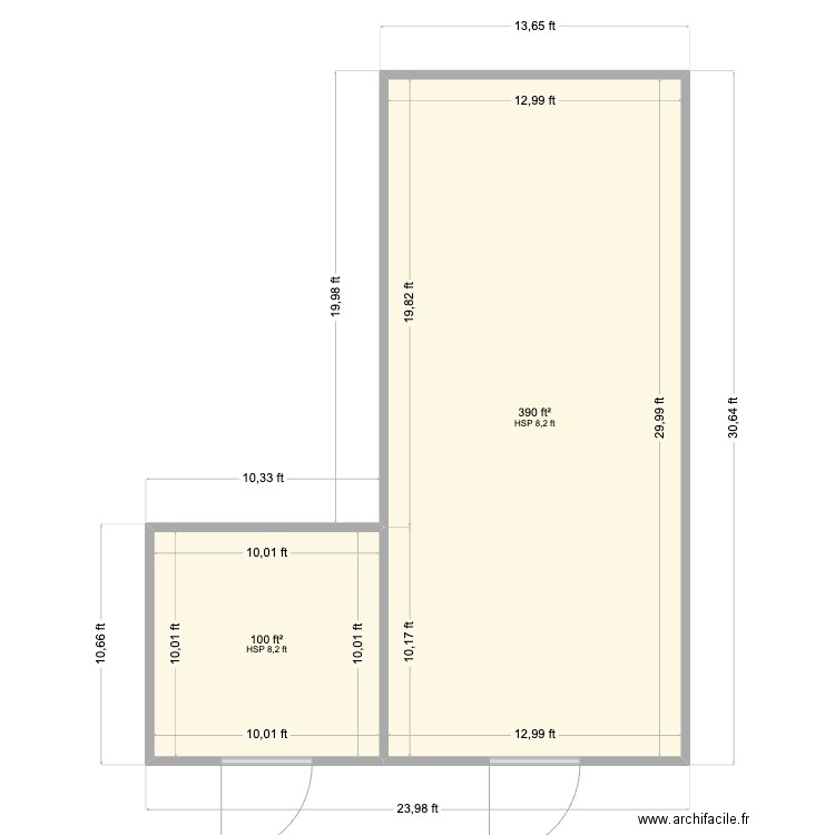 STL Plant 2 Shared Wall1. Plan de 2 pièces et 46 m2