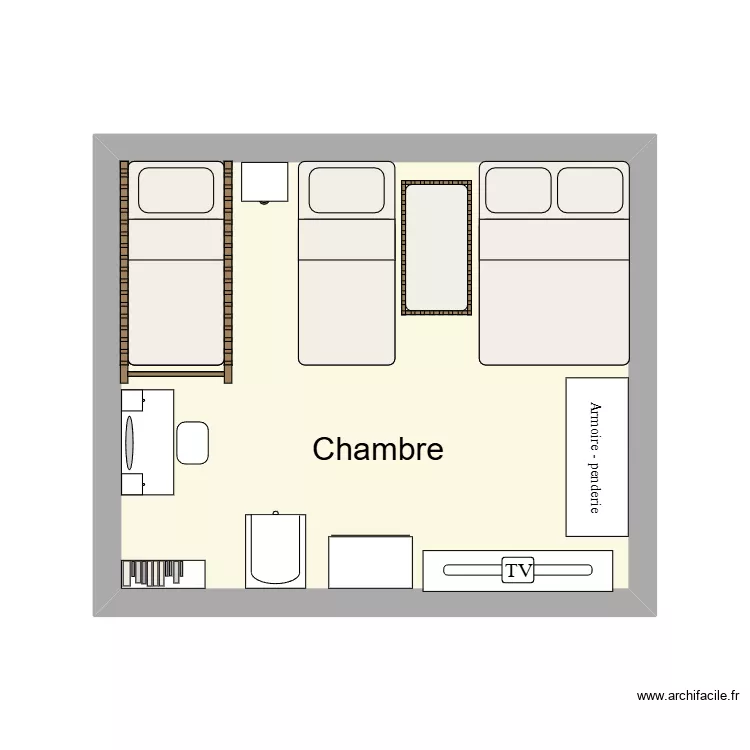 symbole chambre. Plan de 1 Pièce et 19 m²
