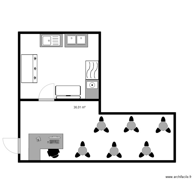 NAMIR. Plan de 1 pièce et 36 m2