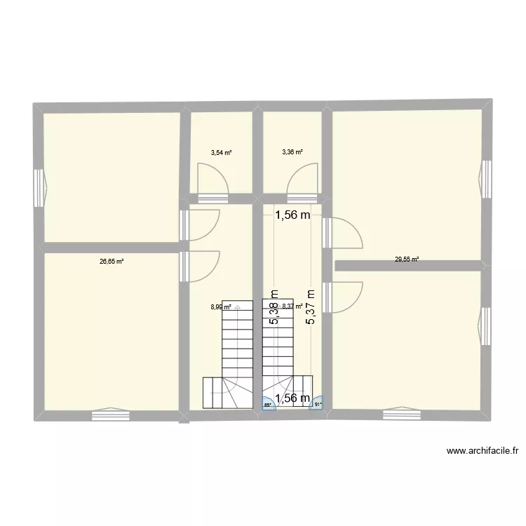 1 etage utenheim. Plan de 6  et 80 m²