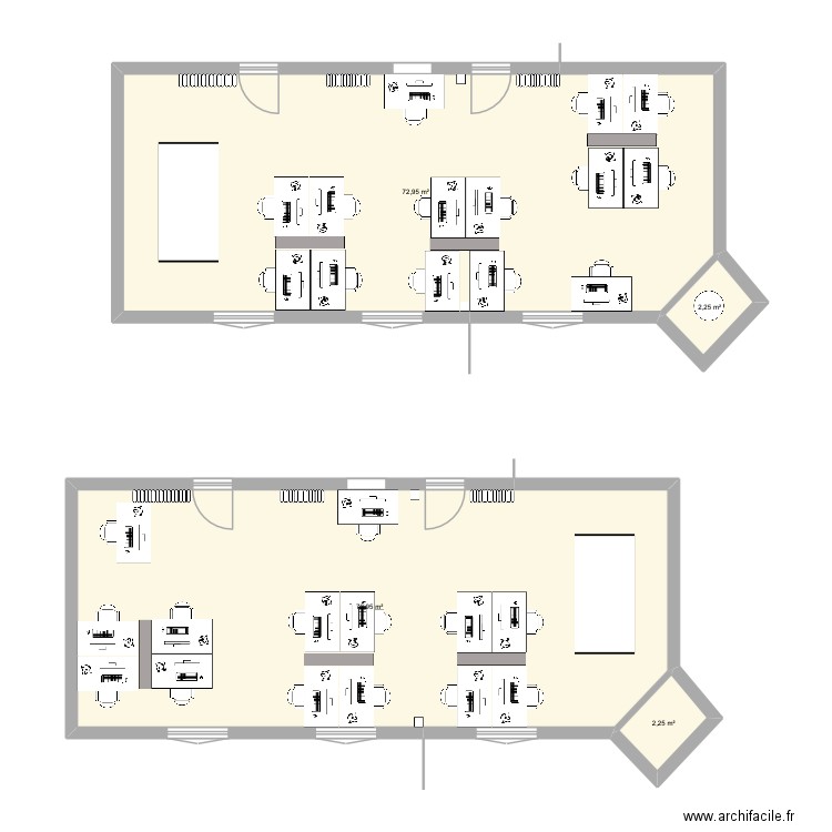 Restructuration bureaux OPUS. Plan de 4 pièces et 150 m2