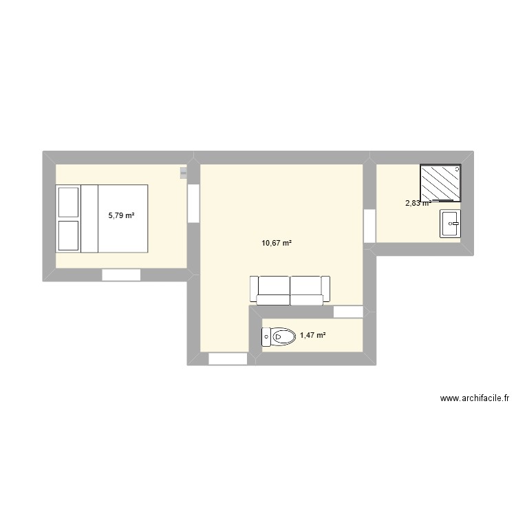 BELFORT. Plan de 4 pièces et 21 m2