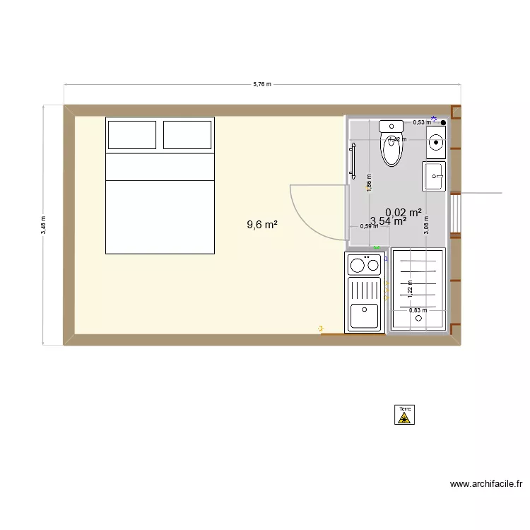 Loft Arbois. Plan de 3 pièces et 25 m²