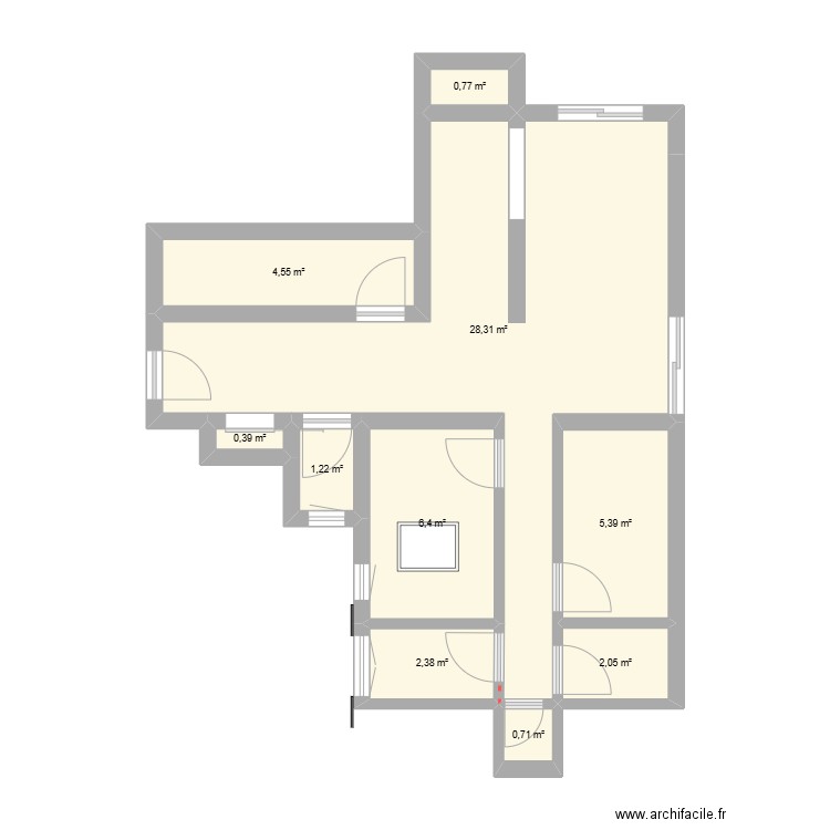 Appartement des Loyalistes. Plan de 10 pièces et 52 m2