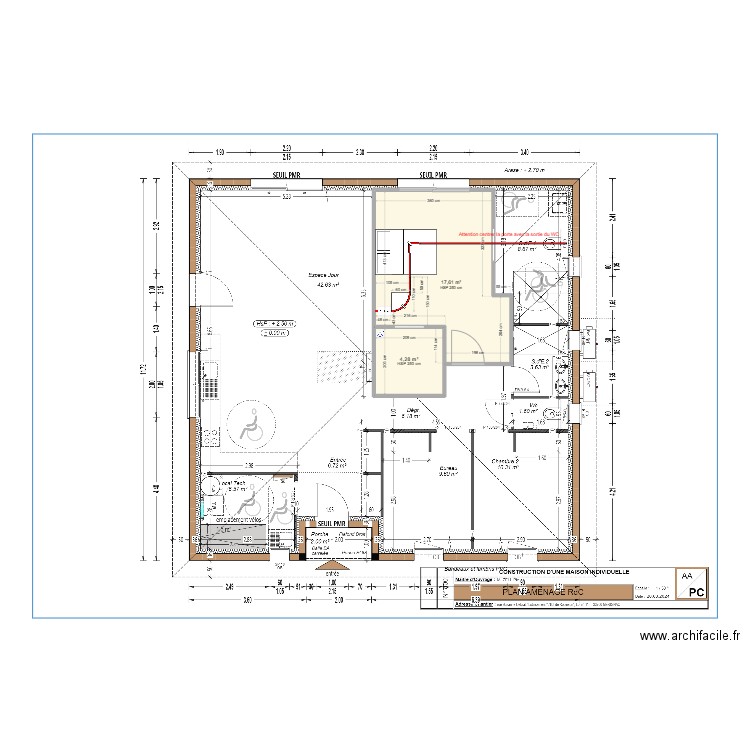 zell merignac. Plan de 2 pièces et 22 m2