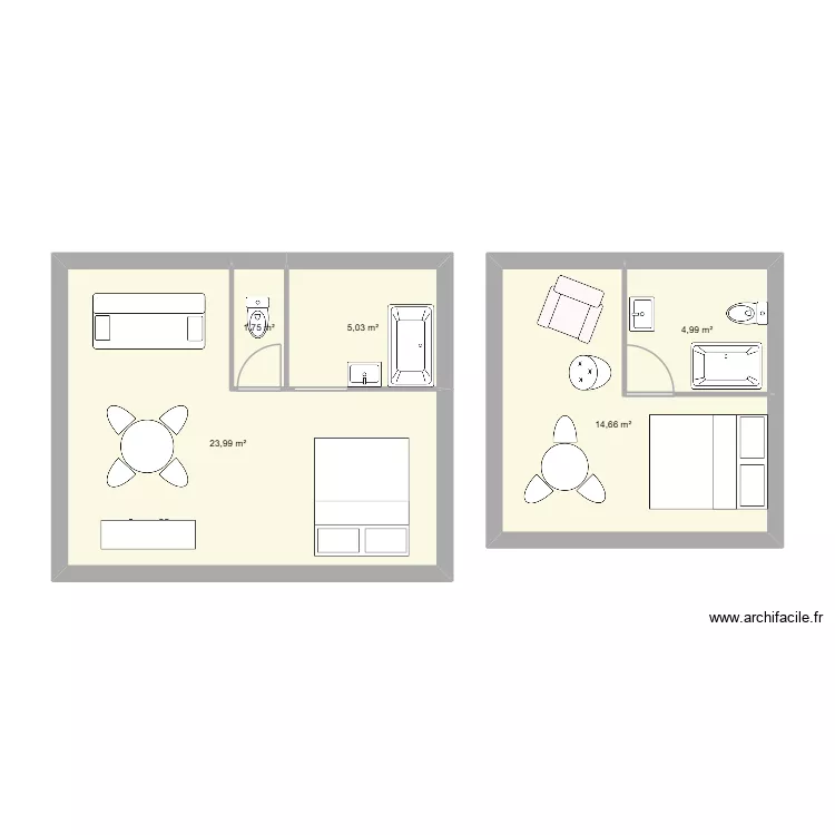 Essais A frame 1 pi&egrave;ce. Plan de 