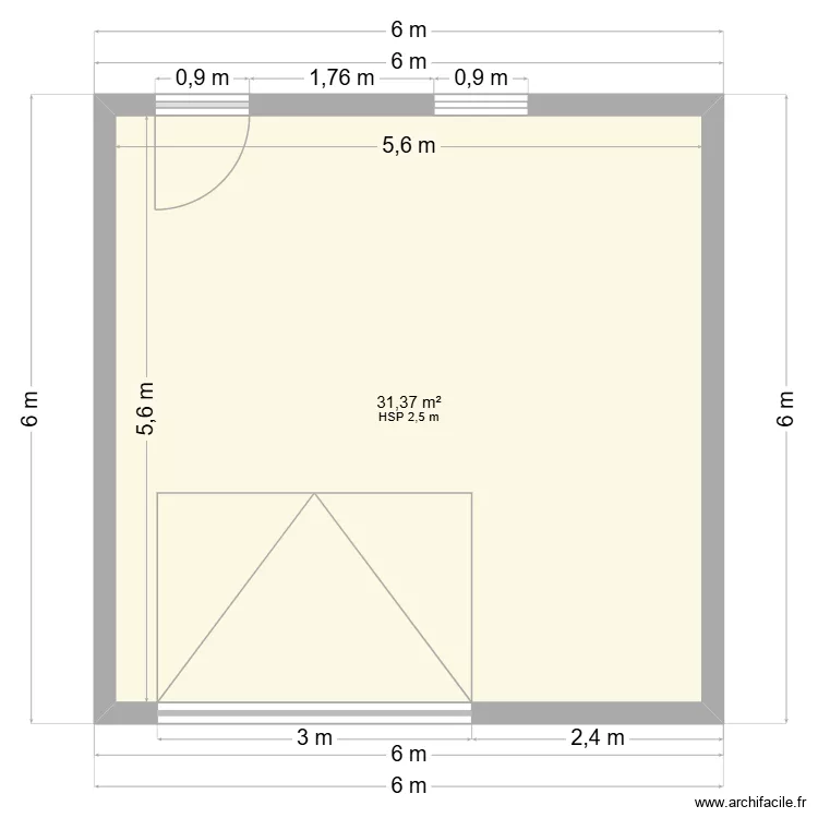 Garage. Plan de 1  et 31 m²