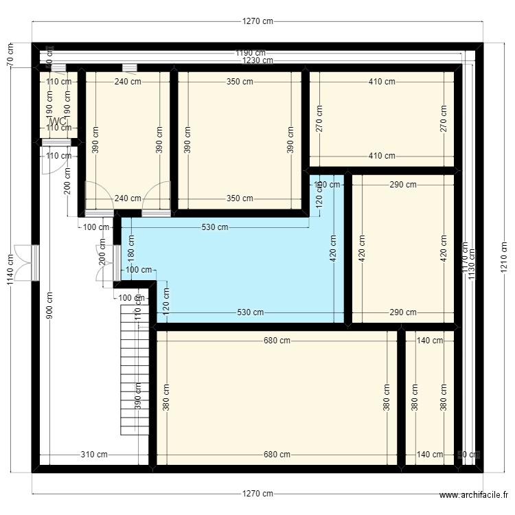 Plan de terrain 12.70mx12.10m Client 46 61 34 93 sans garage. Plan de 10 pièces et 130 m2