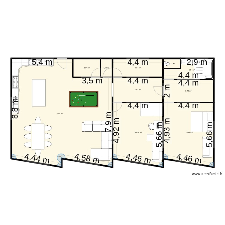 Vieuw Talay Solution 2. Plan de 10 pièces et 161 m2