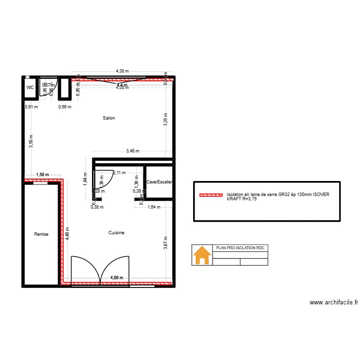 FARCI RDC ISO PRO. Plan de 7 pièces et 66 m2