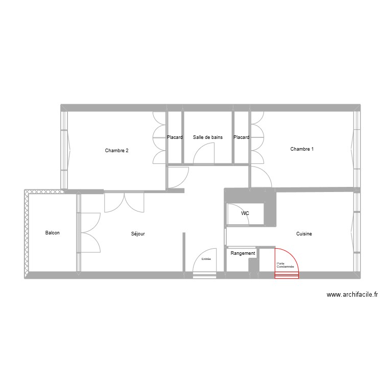 Legal non meublé. Plan de 13 pièces et 68 m2