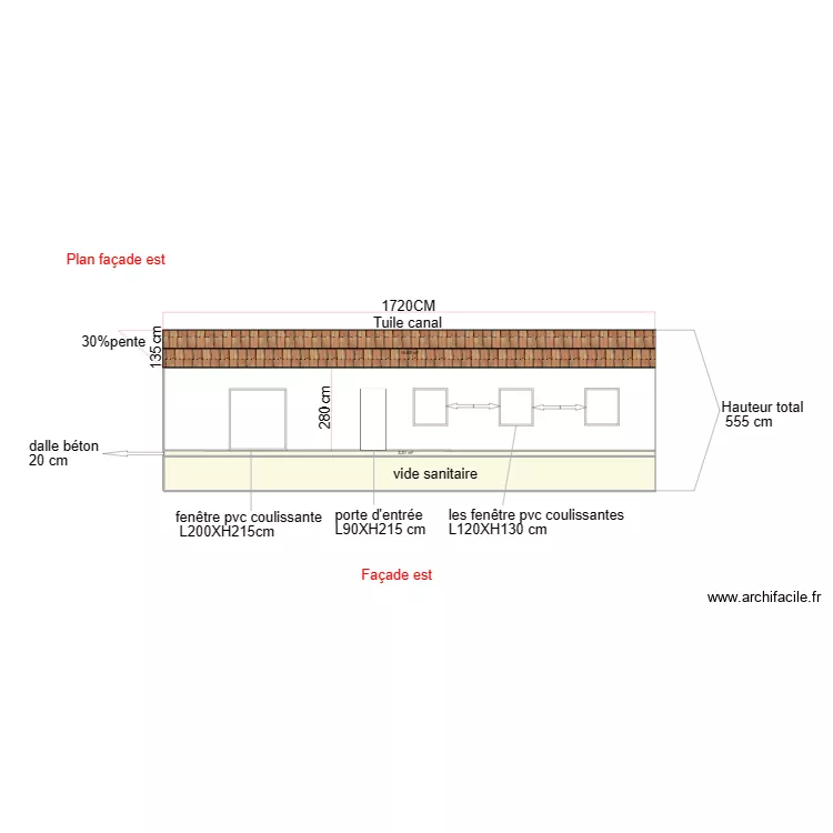 plan facade est. Plan de 