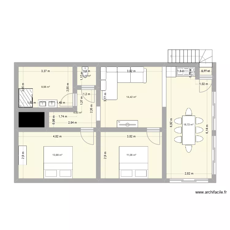 av r+1. Plan de 9 et 75 m² av r+1. Plan de 9 et 75 m²