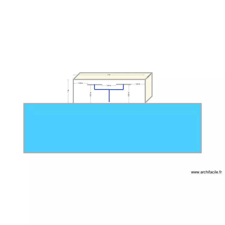 cascade piscine 2. Plan de 3  et 16 m²