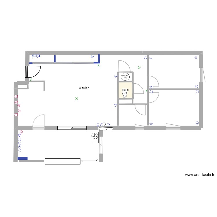 projet complet. Plan de 1 pièce et 1 m2