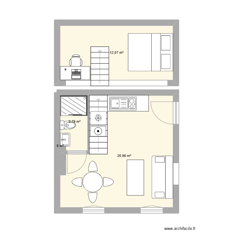 Plan vieu Lyon. Plan de 4 pièces et 36 m2