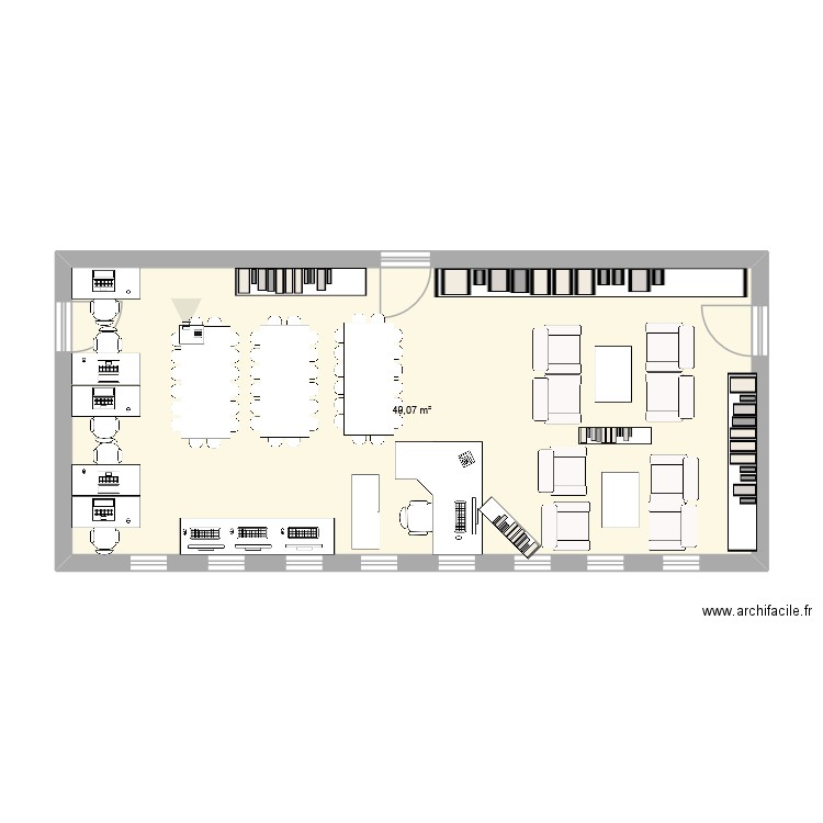 CDI. Plan de 1 pièce et 49 m2