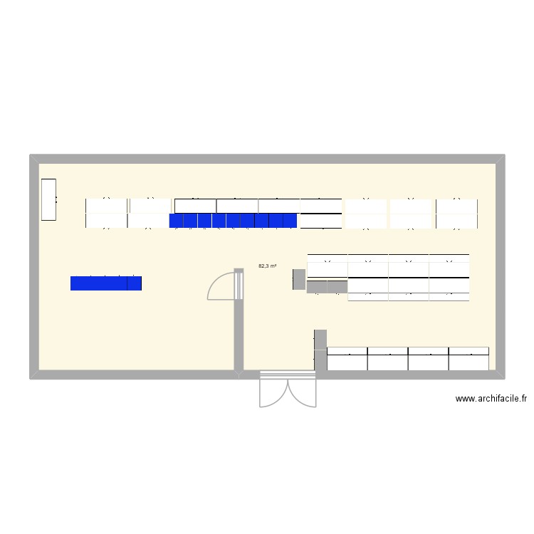 vestiaire femme. Plan de 1 pièce et 82 m2