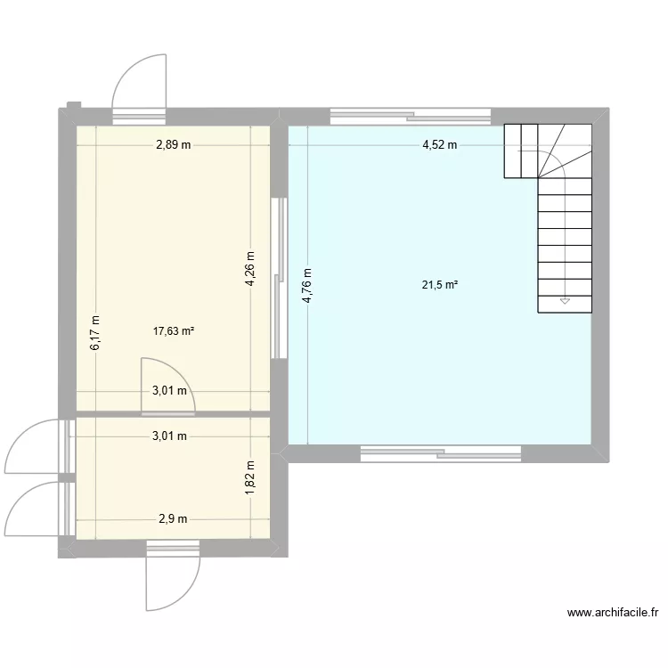 ESCALIER. Plan de 3 Pièces et 61 m²