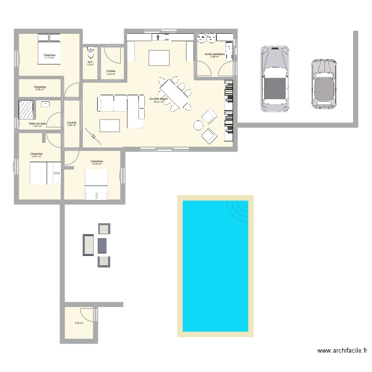 dernier. Plan de 11 pièces et 106 m2