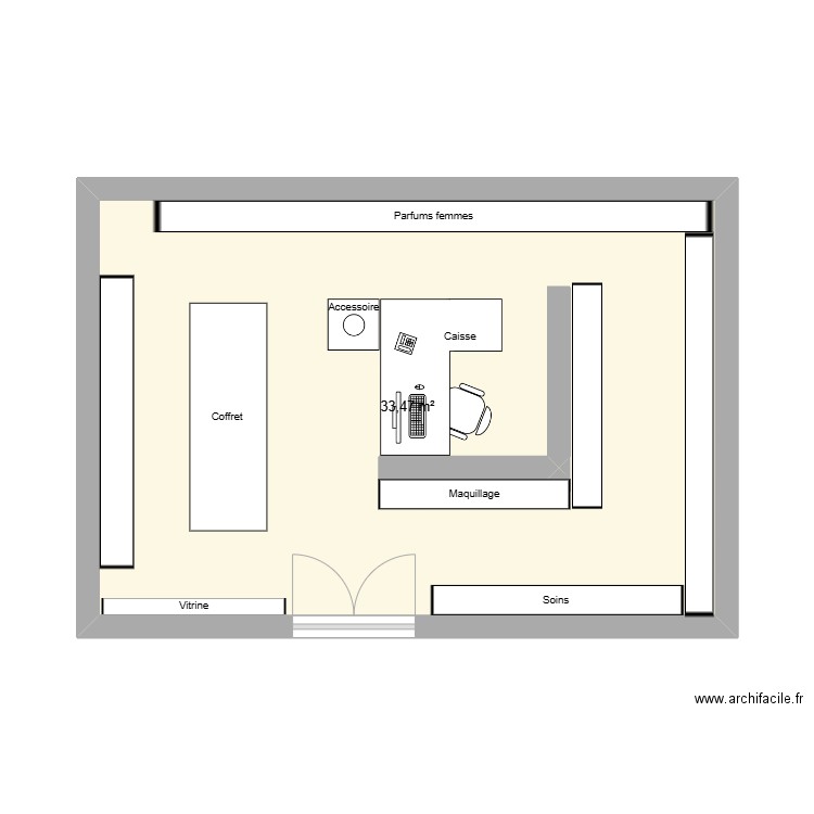 Marionnaud. Plan de 1 pièce et 33 m2