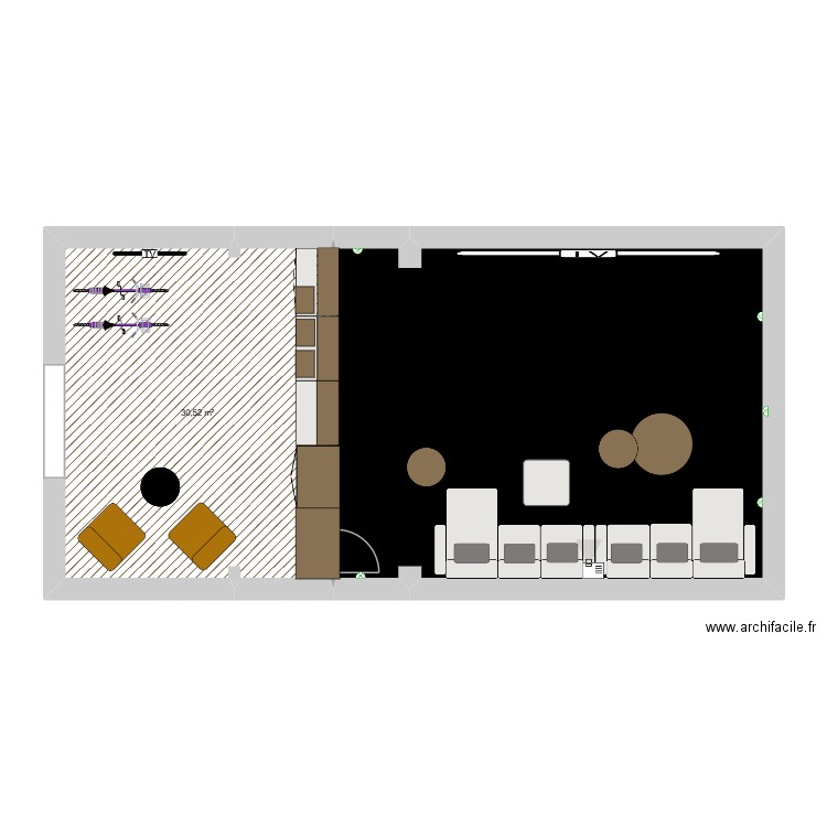 sous sol Malcorps. Plan de 2 pièces et 79 m2