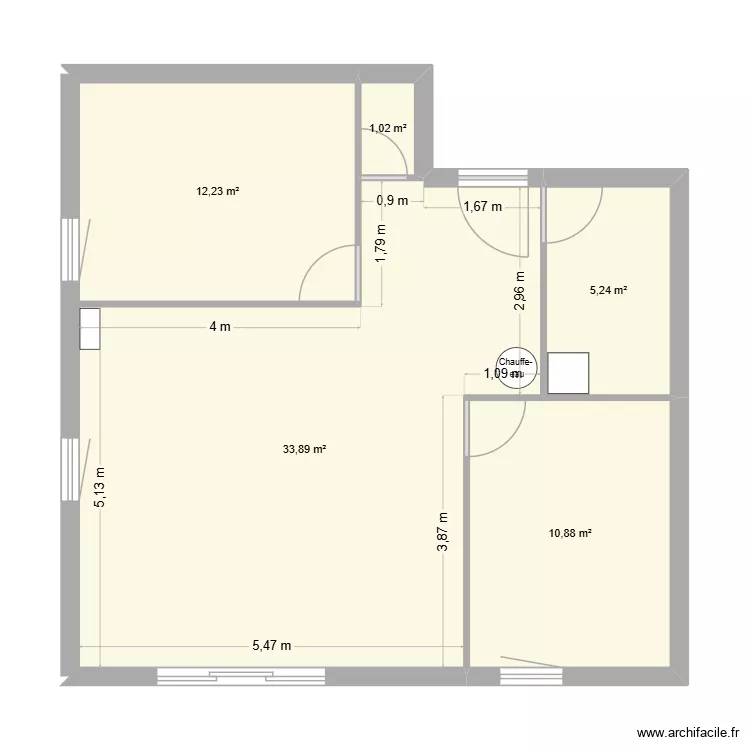 plan appartement. Plan de 5 Pièces et 63 m²